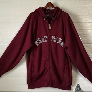 Phat Farm Zippered Hooded Jacket Sweatshirt Embroidered